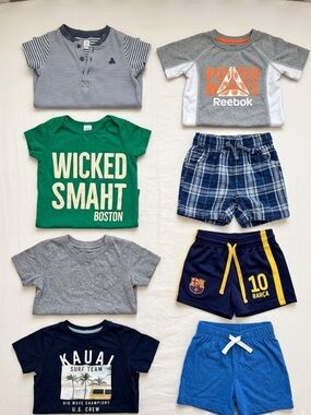 Mixed Boys' Summer Bundle 18M onesies, tee shirts and shorts 8-piece